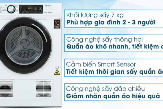 Máy sấy quần áo Aqua 7 kg AQH-V700FW