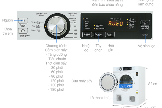 Máy sấy quần áo Aqua 7 kg AQH-V700FW