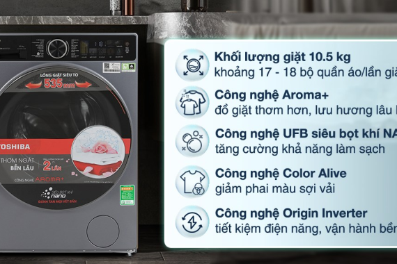 Máy giặt Toshiba Inverter 10.5 kg TW-T25BU115MWV(MG)